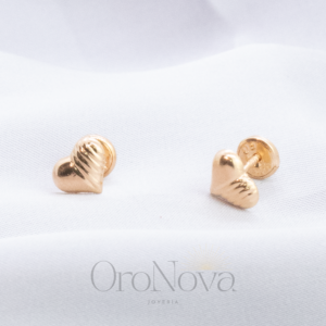 Aretes topos corazón oro18k